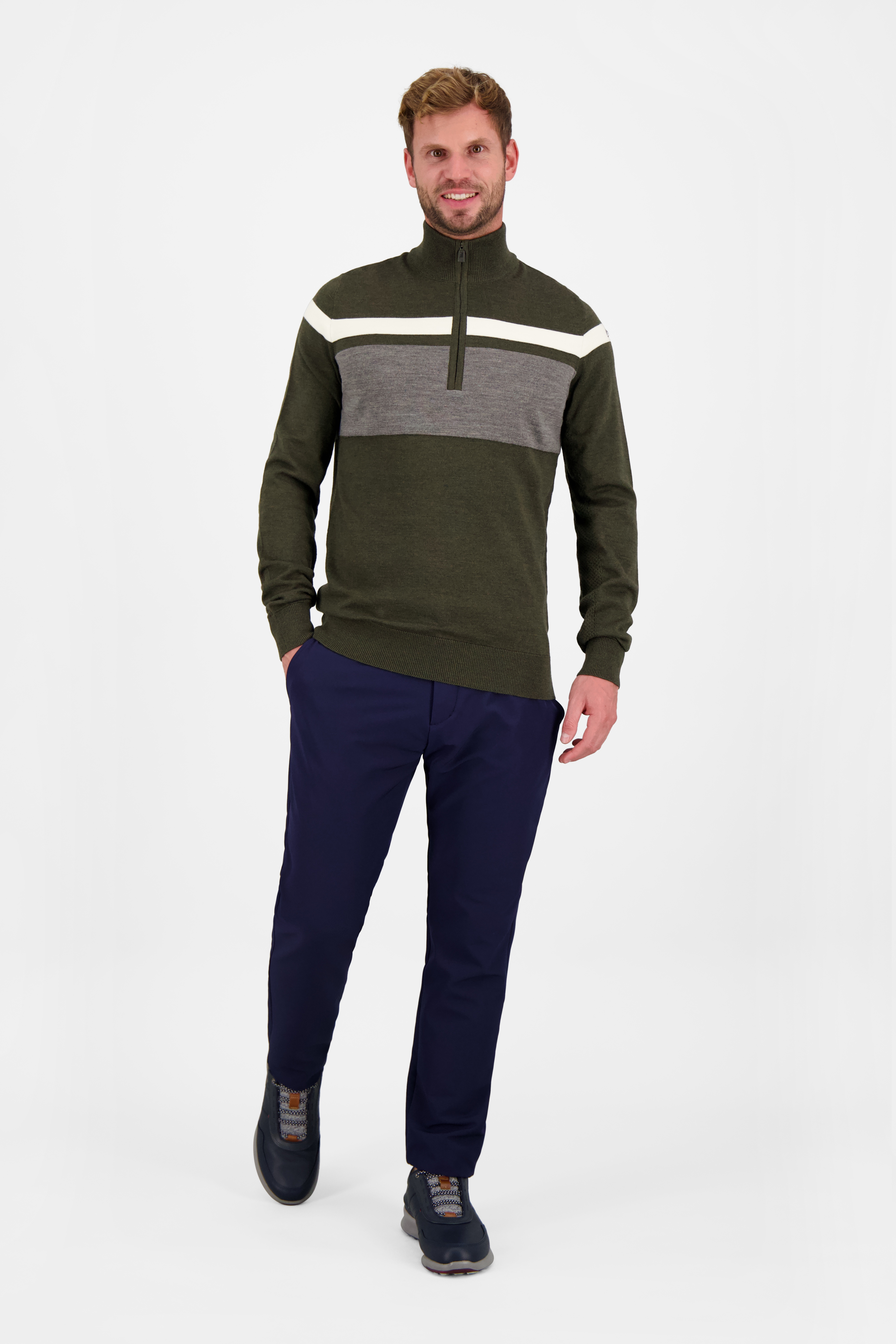 Men's Stripe Sweater Half-Zip